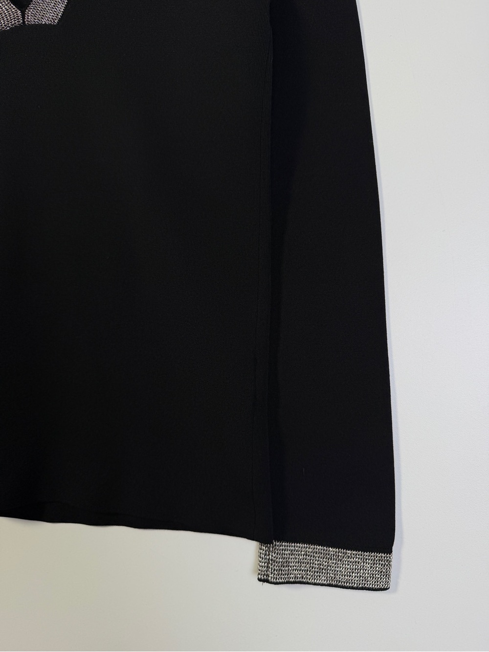 Yves Saint Laurent Metallic Trim V-Neck Knit Sweater XS Black Silver - Picture 3 of 9